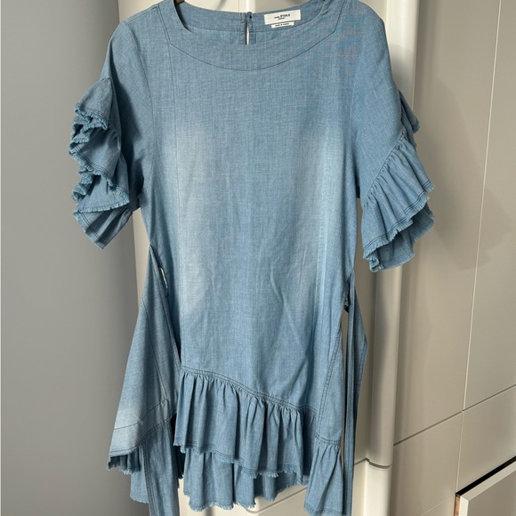Isabel Etoile Marant Cotton Wrap Mini Dress in Blue. Size 38 - Picture 7 of 10